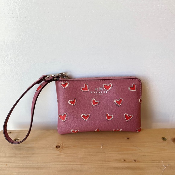 Coach Pink Hearts Wristlet. EUC!